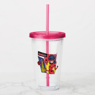 Miraculous Comic Ladybug Parisian Way Acrylic Tumbler