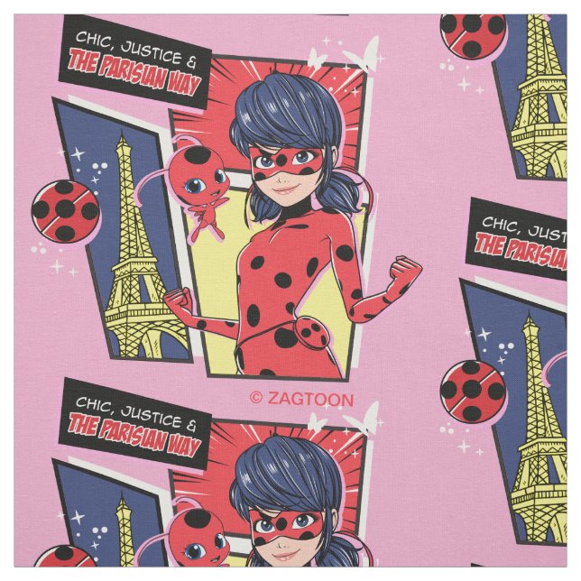 Miraculous Comic Ladybug Parisian Way Fabric (Swatch)