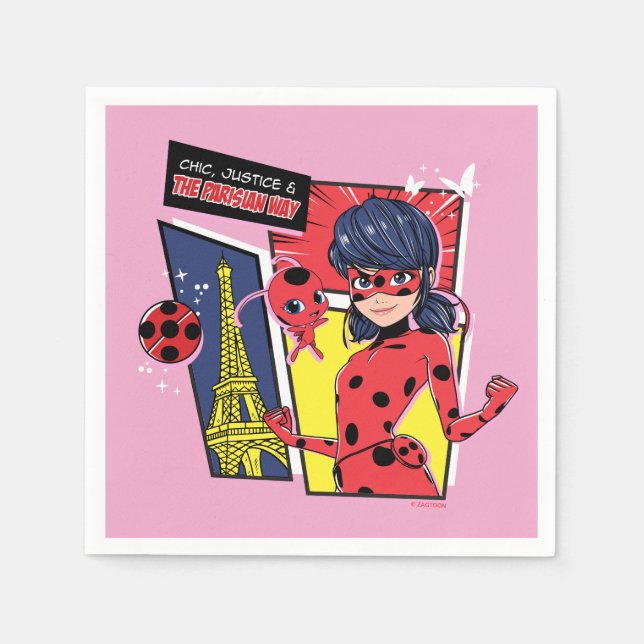 Miraculous Comic Ladybug Parisian Way Napkin (Front)