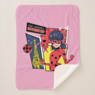 Miraculous Comic Ladybug Parisian Way Sherpa Blanket