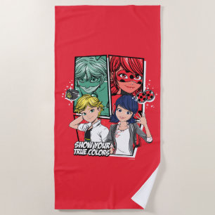 Miraculous Comic Marinette & Adrien True Colours Beach Towel