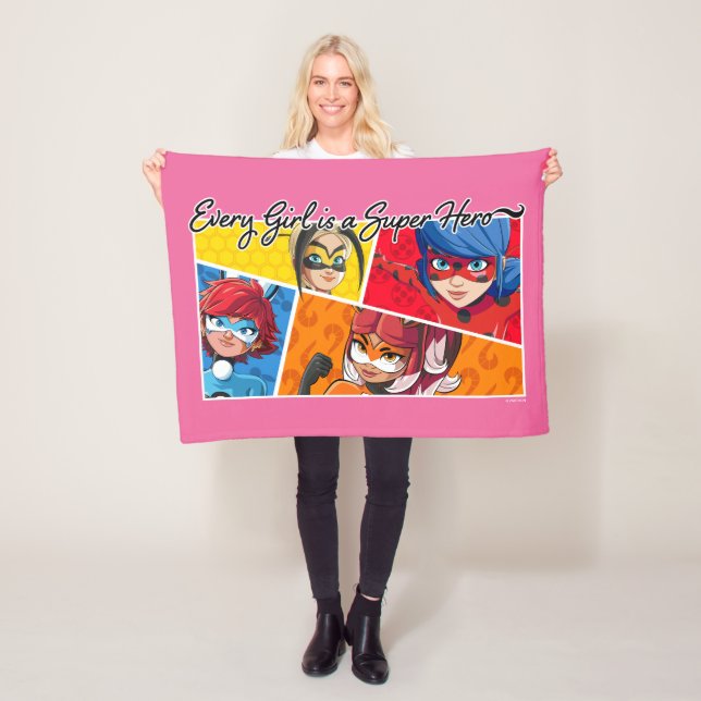 Miraculous Every Girl is a Super Hero Fleece Blanket (In Situ)