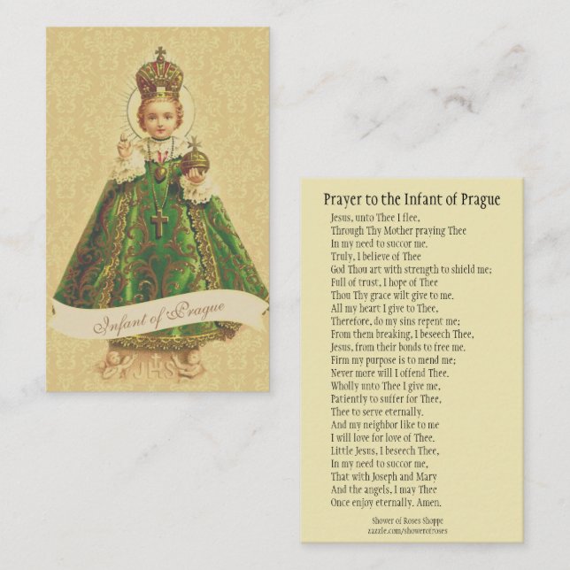 Miraculous Infant Jesus of Prague Prayer Holy Card (Front/Back)