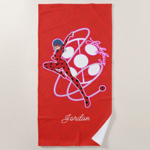 Miraculous Ladybug Badge Beach Towel