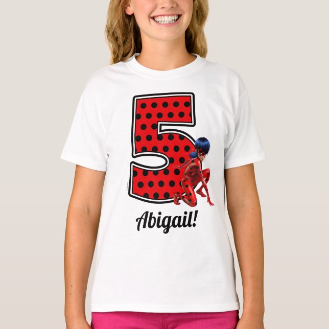 Miraculous Ladybug & Cat Noir 5th Birthday T-Shirt (Front)