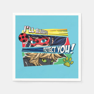 Miraculous Ladybug & Cat Noir Always Protect You Napkin
