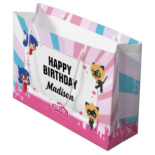Miraculous Ladybug & Cat Noir Chibi Birthday Large Gift Bag