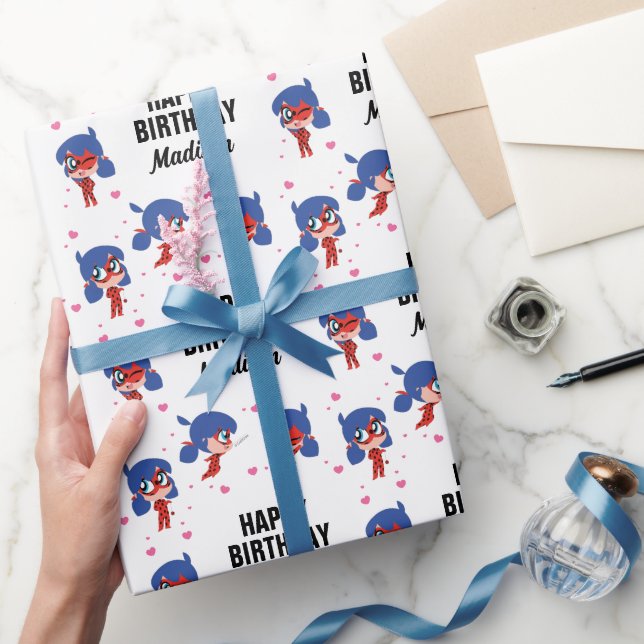 Miraculous Ladybug Chibi Birthday Wrapping Paper (Gifting)