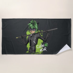 Miraculous Re-verse Claw Noir Character Graphic Beach Towel