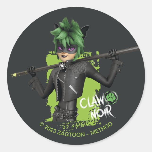 Miraculous Re-verse Claw Noir Character Graphic Classic Round Sticker (Front)