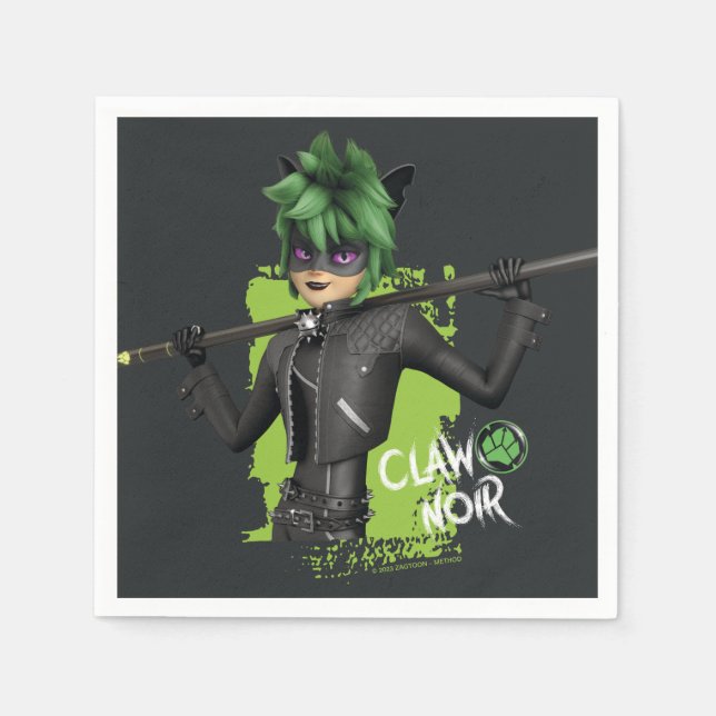 Miraculous Re-verse Claw Noir Character Graphic Napkin (Front)