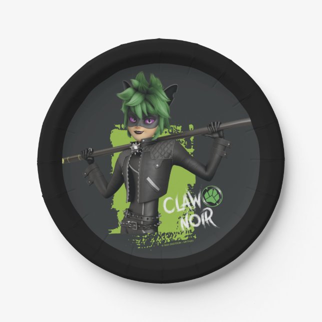 Miraculous Re-verse Claw Noir Character Graphic Paper Plate (Front)