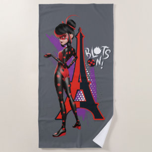 Miraculous Re-verse Shadybug Blots On! Beach Towel