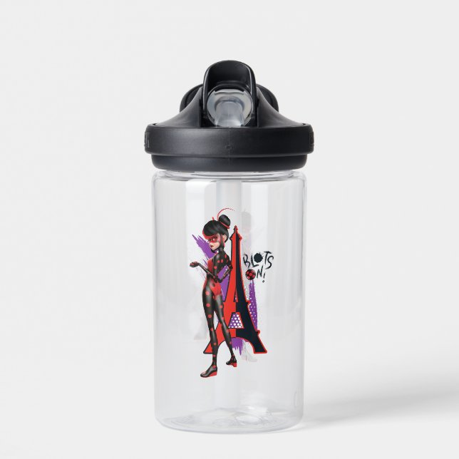 Miraculous Re-verse Shadybug Blots On! Water Bottle (Front)