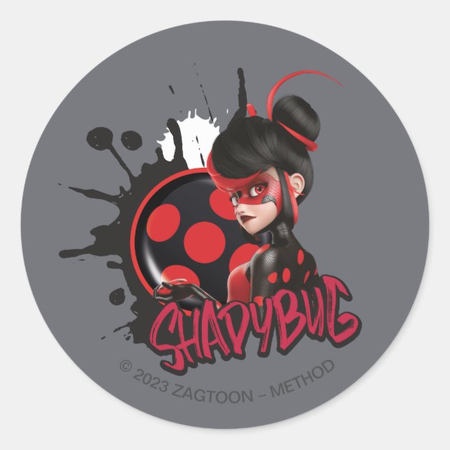 Miraculous Re-verse Shadybug Character Graphic Classic Round Sticker (Front)