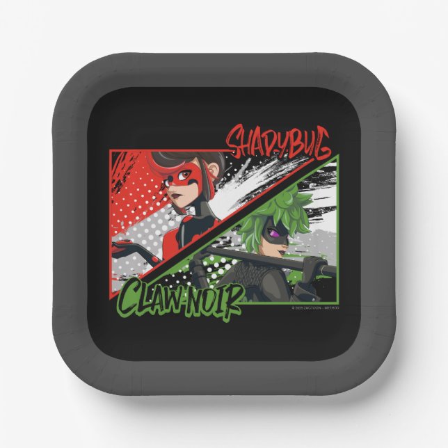 Miraculous Re-verse Shadybug & Claw Noir Paper Plate (Front)