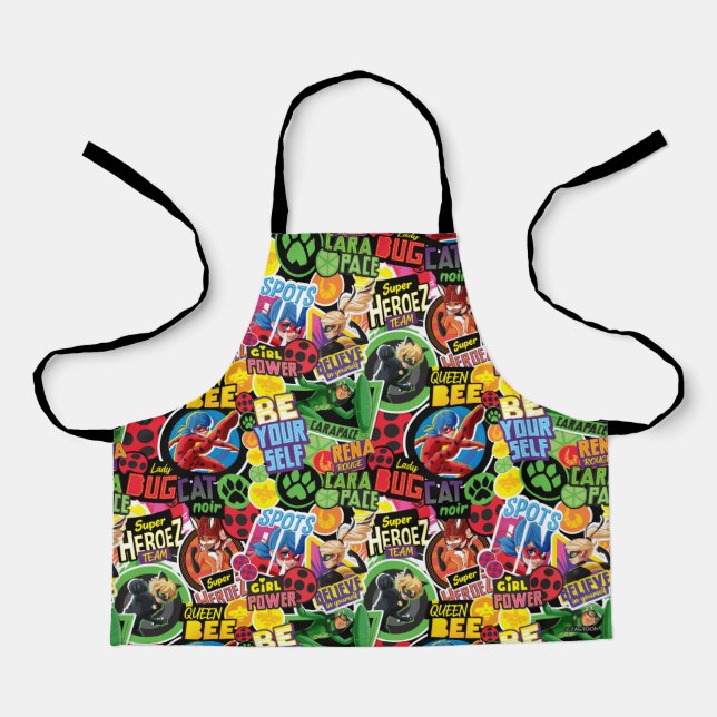 Miraculous Superhero Characters Pattern Apron (Front)