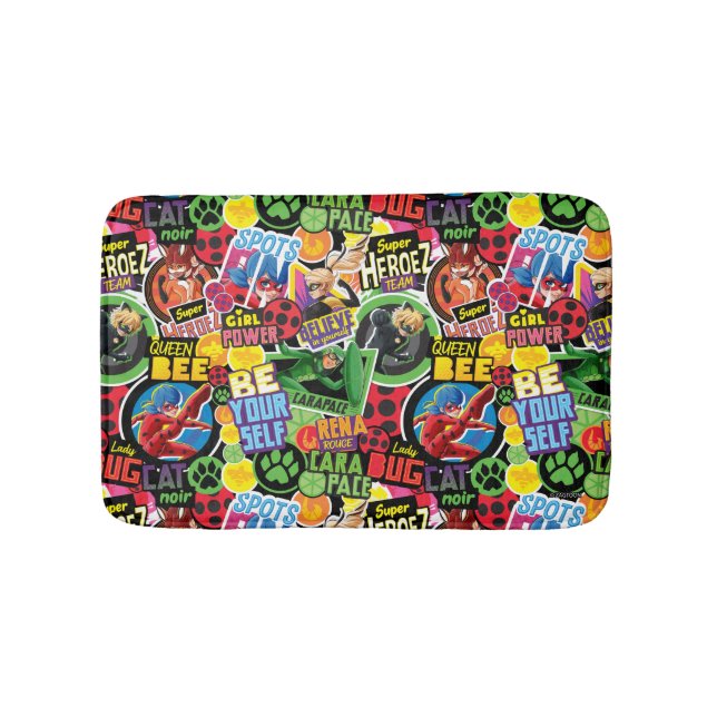 Miraculous Superhero Characters Pattern Bath Mat (Front)