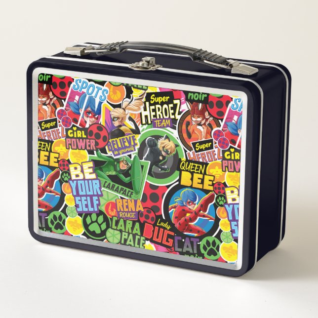 Miraculous Superhero Characters Pattern Metal Lunch Box (Front)
