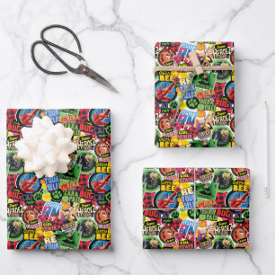 Miraculous Superhero Characters Pattern Wrapping Paper Sheet