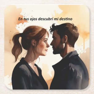 Miradas Flashes: Illustration in Watercolor that Square Paper Coaster