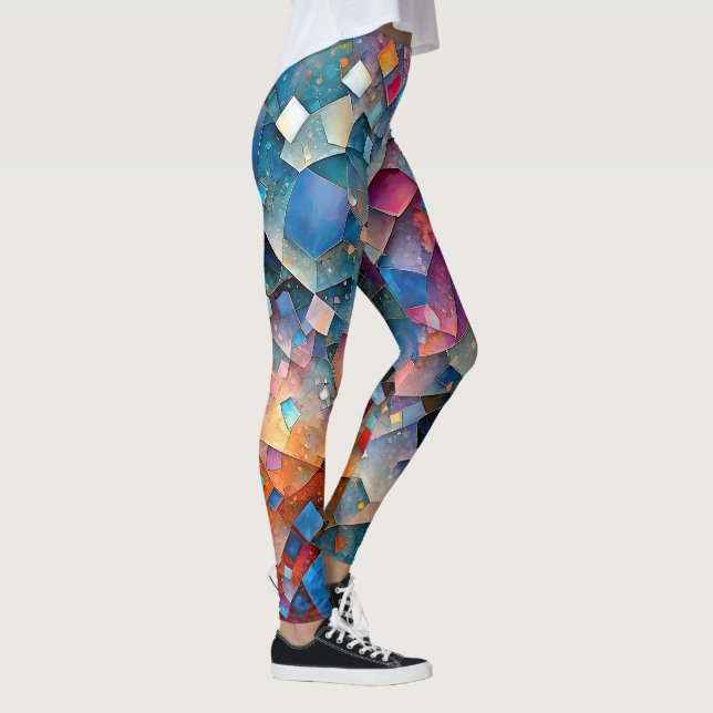 "Mirage Cascade" Colourful Abstract Art Leggings (Right)