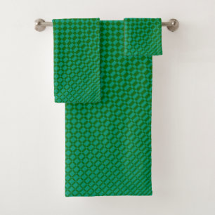 ‘Mirage’   Emerald Green on Deep Green   Bath Towel Set