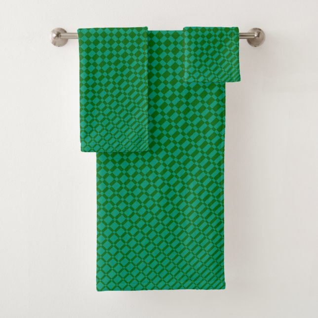 ‘Mirage’ | Emerald Green on Deep Green | Bath Towel Set (Insitu)