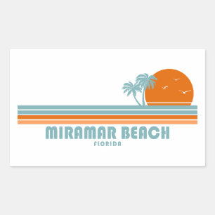 Miramar Beach Florida Sun Palm Trees Rectangular Sticker