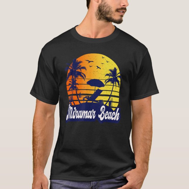 Miramar Beach Florida Sunset Beach Retro T-Shirt (Front)