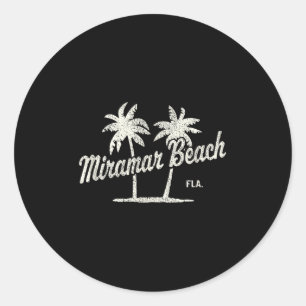 Miramar Beach Florida Vintage 70s Palm Trees Graph Classic Round Sticker