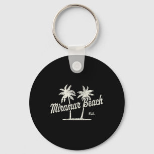 Miramar Beach Florida Vintage 70s Palm Trees Graph Key Ring