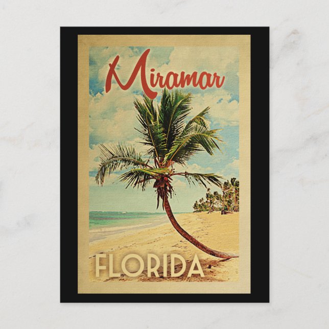 Miramar Palm Tree Vintage Travel Postcard (Front)