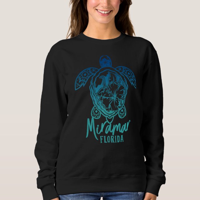 Miramar Sea Turtles Florida Marine Turtle Flower T Sweatshirt (Front)