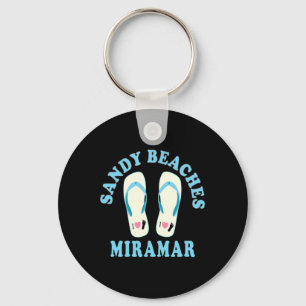 Miramar Vacation Sandy Beaches I Heart Flip Flops  Key Ring