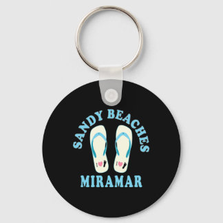 Miramar Vacation Sandy Beaches I Heart Flip Flops Key Ring