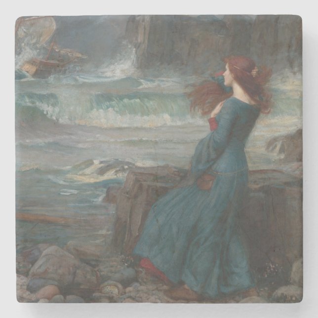 Miranda (by John William Waterhouse) Stone Coaster (Front)