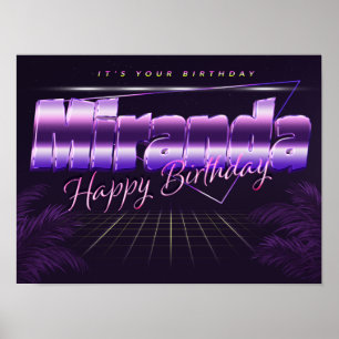 Miranda Name Vorname lila retro Poster Geburtstag
