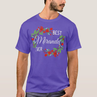 Miranda Personalised Name Floral Wreath Flower T-Shirt