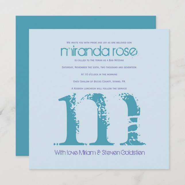 Miranda Rose -  Bat Bar Mitzvah Invitation (Front/Back)
