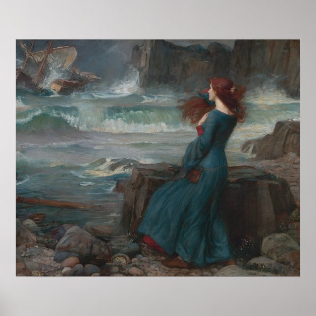 Miranda Tempest John William Waterhouse Art Poster (Front)