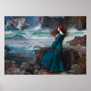 Miranda - The tempest, 1916 by John William Waterh Poster