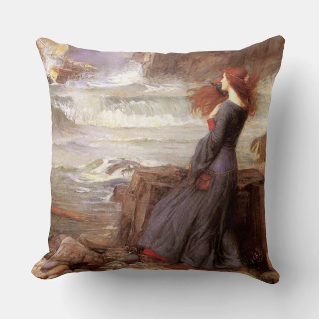 Miranda -- The Tempest by John William Waterhouse Cushion (Front)