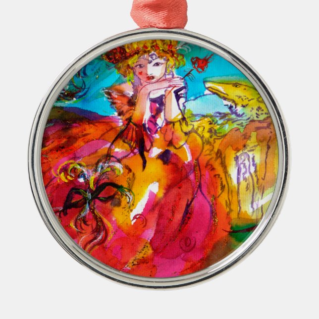 MIRANDOLINA ,Venetian Carnival Mask Metal Ornament (Front)