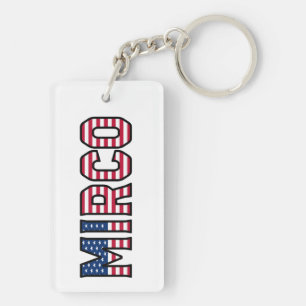 Mirco Name First Name USA Flag Key Ring