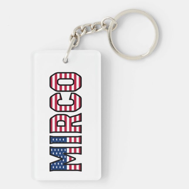 Mirco Name First Name USA Flag Key Ring (Back)
