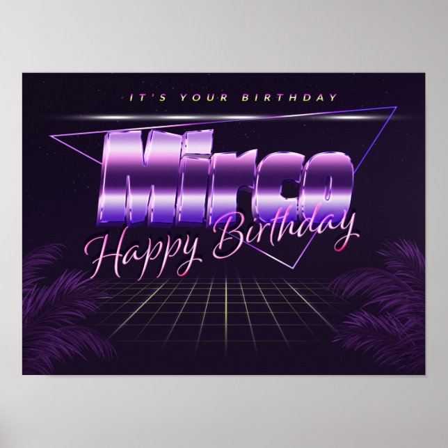 Mirco Name Vorname lila retro Poster Geburtstag (Front)