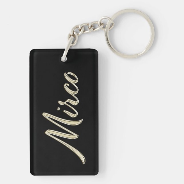 Mirco Name whitegold key trailer Key Ring (Back)