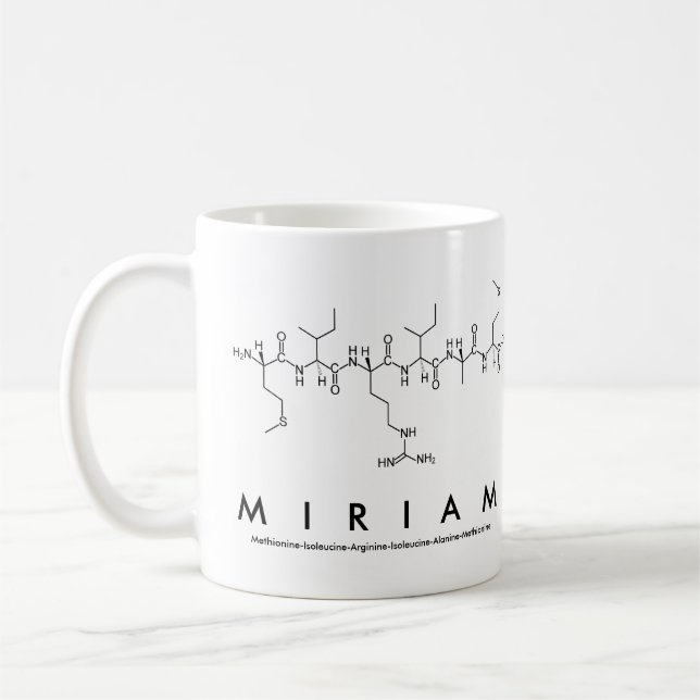 Miriam peptide name mug (Left)