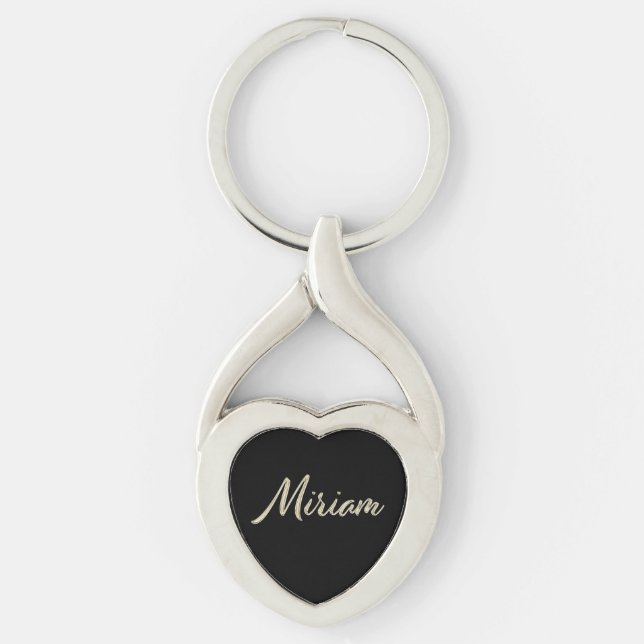 Miriam white gold handwriting keychain (Front)